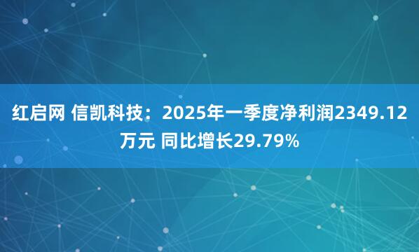 红启网 信凯科技：2025年一季度净利润2349.12万元 同比增长29.79%